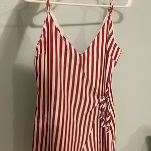 White and red stripped romper